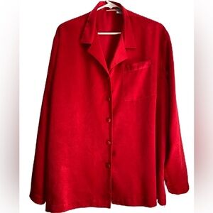 Delicates Red Long Sleeves Nightgown Top, size: XL